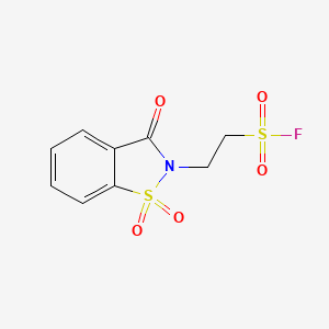 molecular formula C9H8FNO5S2 B2863483 2-(1,1-dioxido-3-oxo-1,2-benzisothiazol-2(3H)-yl)ethanesulfonyl fluoride CAS No. 877964-21-1