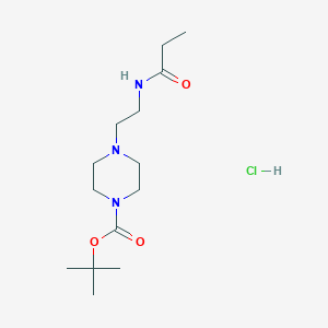 molecular formula C14H28ClN3O3 B2863485 Tert-butyl 4-(2-propionamidoethyl)piperazine-1-carboxylate hydrochloride CAS No. 1351601-92-7