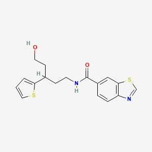 molecular formula C17H18N2O2S2 B2863488 N-(5-hydroxy-3-(thiophen-2-yl)pentyl)benzo[d]thiazole-6-carboxamide CAS No. 2034613-64-2