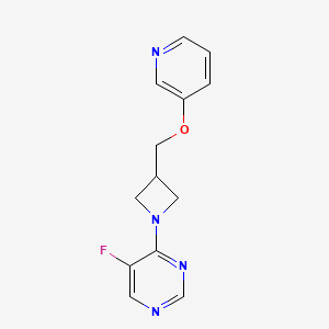 molecular formula C13H13FN4O B2863498 5-Fluoro-4-[3-(pyridin-3-yloxymethyl)azetidin-1-yl]pyrimidine CAS No. 2380071-35-0