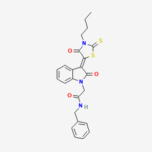 molecular formula C24H23N3O3S2 B2863502 (Z)-N-benzyl-2-(3-(3-butyl-4-oxo-2-thioxothiazolidin-5-ylidene)-2-oxoindolin-1-yl)acetamide CAS No. 865593-46-0