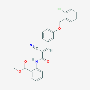 molecular formula C25H19ClN2O4 B2863508 METHYL 2-[((E)-3-{3-[(2-CHLOROBENZYL)OXY]PHENYL}-2-CYANO-2-PROPENOYL)AMINO]BENZOATE CAS No. 380476-15-3