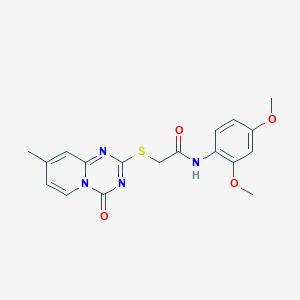 molecular formula C18H18N4O4S B2863516 N-(2,4-dimethoxyphenyl)-2-({8-methyl-4-oxo-4H-pyrido[1,2-a][1,3,5]triazin-2-yl}sulfanyl)acetamide CAS No. 896330-12-4