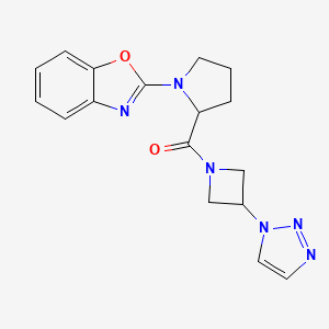 molecular formula C17H18N6O2 B2863526 (3-(1H-1,2,3-triazol-1-yl)azetidin-1-yl)(1-(benzo[d]oxazol-2-yl)pyrrolidin-2-yl)methanone CAS No. 2034204-90-3