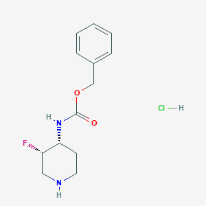 molecular formula C13H18ClFN2O2 B2863536 Benzyl ((3S,4R)-3-fluoropiperidin-4-yl)carbamate hydrochloride CAS No. 1034057-93-6