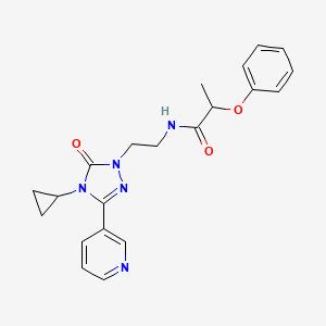 molecular formula C21H23N5O3 B2863544 N-(2-(4-cyclopropyl-5-oxo-3-(pyridin-3-yl)-4,5-dihydro-1H-1,2,4-triazol-1-yl)ethyl)-2-phenoxypropanamide CAS No. 1787917-32-1