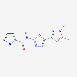 molecular formula C12H13N7O2 B2863549 N-(5-(1,5-dimethyl-1H-pyrazol-3-yl)-1,3,4-oxadiazol-2-yl)-1-methyl-1H-pyrazole-5-carboxamide CAS No. 1172347-26-0