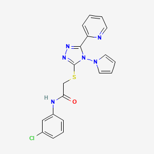 molecular formula C19H15ClN6OS B2863592 N-(3-chlorophenyl)-2-{[5-(pyridin-2-yl)-4-(1H-pyrrol-1-yl)-4H-1,2,4-triazol-3-yl]sulfanyl}acetamide CAS No. 886929-54-0