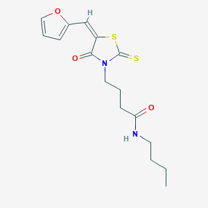 (E)-N-butyl-4-(5-(furan-2-ylmethylene)-4-oxo-2-thioxothiazolidin-3-yl)butanamide