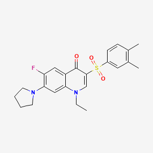 molecular formula C23H25FN2O3S B2863635 3-(3,4-Dimethylbenzenesulfonyl)-1-ethyl-6-fluoro-7-(pyrrolidin-1-yl)-1,4-dihydroquinolin-4-one CAS No. 892765-84-3