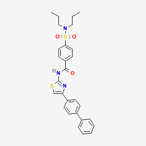 molecular formula C28H29N3O3S2 B2863652 N-(4-([1,1'-biphenyl]-4-yl)thiazol-2-yl)-4-(N,N-dipropylsulfamoyl)benzamide CAS No. 313372-73-5