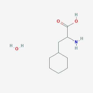 molecular formula C9H19NO3 B2863684 2-Amino-3-cyclohexylpropanoic acid;hydrate CAS No. 213178-94-0; 2137476-51-6; 307310-72-1; 58717-02-5