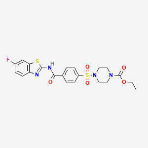 molecular formula C21H21FN4O5S2 B2863685 ethyl 4-{4-[(6-fluoro-1,3-benzothiazol-2-yl)carbamoyl]benzenesulfonyl}piperazine-1-carboxylate CAS No. 477557-49-6