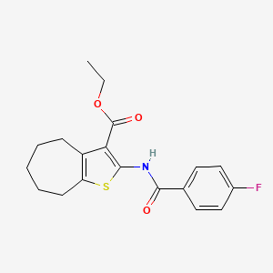 molecular formula C19H20FNO3S B2863688 ethyl 2-(4-fluorobenzamido)-4H,5H,6H,7H,8H-cyclohepta[b]thiophene-3-carboxylate CAS No. 397290-57-2