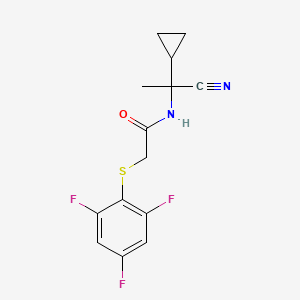 molecular formula C14H13F3N2OS B2863692 N-(1-cyano-1-cyclopropylethyl)-2-[(2,4,6-trifluorophenyl)sulfanyl]acetamide CAS No. 1427996-58-4