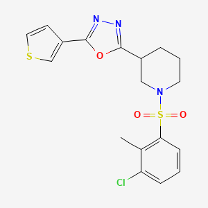 molecular formula C18H18ClN3O3S2 B2863695 2-(1-((3-Chloro-2-methylphenyl)sulfonyl)piperidin-3-yl)-5-(thiophen-3-yl)-1,3,4-oxadiazole CAS No. 1797585-99-9