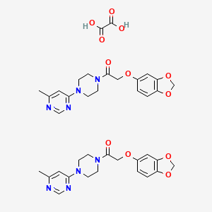 molecular formula C38H42N8O12 B2863722 bis(2-(2H-1,3-benzodioxol-5-yloxy)-1-[4-(6-methylpyrimidin-4-yl)piperazin-1-yl]ethan-1-one); oxalic acid CAS No. 2097882-73-8