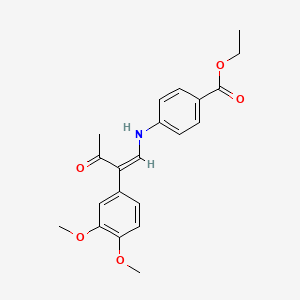 molecular formula C21H23NO5 B2863738 ethyl 4-{[(1Z)-2-(3,4-dimethoxyphenyl)-3-oxobut-1-en-1-yl]amino}benzoate CAS No. 339017-35-5