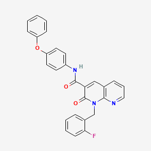 molecular formula C28H20FN3O3 B2863741 1-[(2-fluorophenyl)methyl]-2-oxo-N-(4-phenoxyphenyl)-1,2-dihydro-1,8-naphthyridine-3-carboxamide CAS No. 1005296-22-9