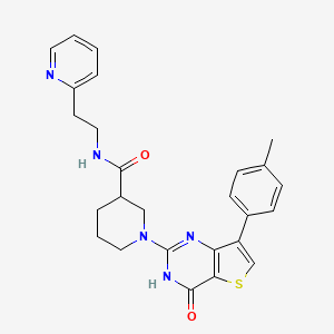 molecular formula C26H27N5O2S B2863743 1-(4-oxo-7-(p-tolyl)-3,4-dihydrothieno[3,2-d]pyrimidin-2-yl)-N-(2-(pyridin-2-yl)ethyl)piperidine-3-carboxamide CAS No. 1243018-42-9