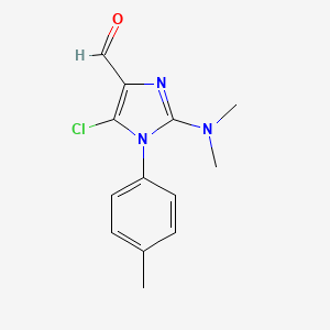molecular formula C13H14ClN3O B2863759 5-chloro-2-(dimethylamino)-1-(4-methylphenyl)-1H-imidazole-4-carbaldehyde CAS No. 215320-64-2