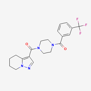 molecular formula C20H21F3N4O2 B2863796 1-{4H,5H,6H,7H-pyrazolo[1,5-a]pyridine-3-carbonyl}-4-[3-(trifluoromethyl)benzoyl]piperazine CAS No. 2034452-59-8