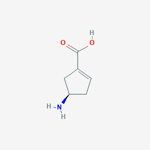 molecular formula C6H9NO2 B028638 (R)-4-Aminocyclopent-1-enecarboxylic acid CAS No. 102629-74-3