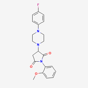 molecular formula C21H22FN3O3 B2863821 3-[4-(4-Fluorophenyl)piperazin-1-yl]-1-(2-methoxyphenyl)pyrrolidine-2,5-dione CAS No. 299408-81-4
