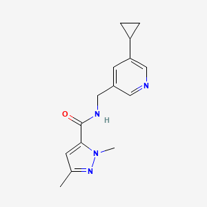 molecular formula C15H18N4O B2863828 N-((5-cyclopropylpyridin-3-yl)methyl)-1,3-dimethyl-1H-pyrazole-5-carboxamide CAS No. 2034312-80-4