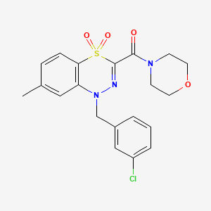 molecular formula C20H20ClN3O4S B2863862 1-[(3-chlorophenyl)methyl]-7-methyl-3-(morpholine-4-carbonyl)-1H-4lambda6,1,2-benzothiadiazine-4,4-dione CAS No. 1251698-89-1