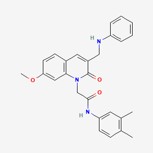 molecular formula C27H27N3O3 B2863875 N-(3,4-dimethylphenyl)-2-{7-methoxy-2-oxo-3-[(phenylamino)methyl]-1,2-dihydroquinolin-1-yl}acetamide CAS No. 932469-32-4
