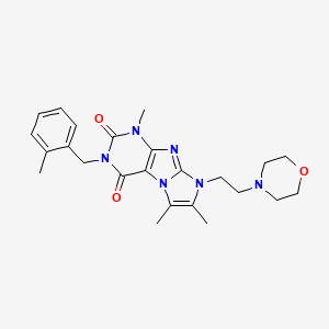 molecular formula C24H30N6O3 B2863934 1,6,7-trimethyl-3-(2-methylbenzyl)-8-(2-morpholinoethyl)-1H-imidazo[2,1-f]purine-2,4(3H,8H)-dione CAS No. 927583-49-1