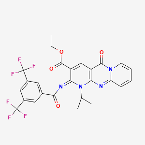 (E)-ethyl 2-((3,5-bis(trifluoromethyl)benzoyl)imino)-1-isopropyl-5-oxo-2,5-dihydro-1H-dipyrido[1,2-a:2',3'-d]pyrimidine-3-carboxylate
