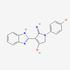molecular formula C17H13BrN4O B2863969 5-amino-4-(1H-1,3-benzodiazol-2-yl)-1-(4-bromophenyl)-2,3-dihydro-1H-pyrrol-3-one CAS No. 880447-06-3