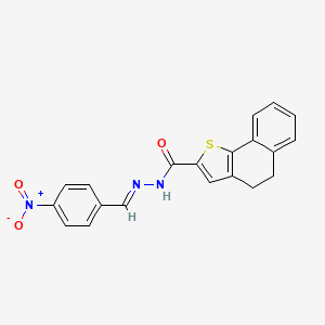 molecular formula C20H15N3O3S B2864000 N'-[(1E)-(4-nitrophenyl)methylidene]-4H,5H-naphtho[1,2-b]thiophene-2-carbohydrazide CAS No. 861212-62-6