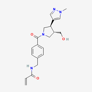molecular formula C20H24N4O3 B2864042 N-[[4-[(3S,4R)-3-(Hydroxymethyl)-4-(1-methylpyrazol-4-yl)pyrrolidine-1-carbonyl]phenyl]methyl]prop-2-enamide CAS No. 2361875-12-7