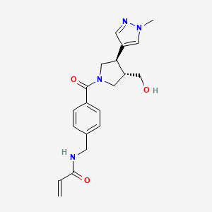 N-[[4-[(3S,4R)-3-(Hydroxymethyl)-4-(1-methylpyrazol-4-yl)pyrrolidine-1-carbonyl]phenyl]methyl]prop-2-enamide