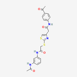 N-(3-acetamidophenyl)-2-((4-(2-((4-acetylphenyl)amino)-2-oxoethyl)thiazol-2-yl)thio)acetamide