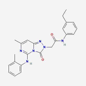 molecular formula C23H24N6O2 B2864052 N-(3-ethylphenyl)-2-{7-methyl-5-[(2-methylphenyl)amino]-3-oxo-2H,3H-[1,2,4]triazolo[4,3-c]pyrimidin-2-yl}acetamide CAS No. 1251631-23-8