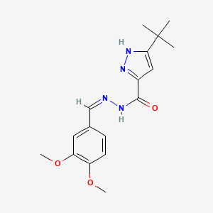 (Z)-3-(tert-butyl)-N'-(3,4-dimethoxybenzylidene)-1H-pyrazole-5-carbohydrazide