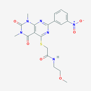 2-((6,8-dimethyl-2-(3-nitrophenyl)-5,7-dioxo-5,6,7,8-tetrahydropyrimido[4,5-d]pyrimidin-4-yl)thio)-N-(2-methoxyethyl)acetamide