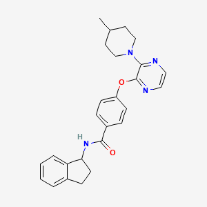 molecular formula C26H28N4O2 B2864092 N-(2,3-dihydro-1H-inden-1-yl)-4-{[3-(4-methylpiperidin-1-yl)pyrazin-2-yl]oxy}benzamide CAS No. 1251601-68-9