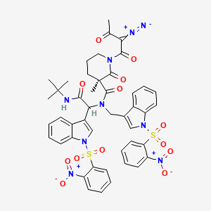(3R)-N-[2-(tert-butylamino)-1-[1-(2-nitrophenyl)sulfonylindol-3-yl]-2-oxoethyl]-1-(2-diazo-3-oxobutanoyl)-3-methyl-N-[[1-(2-nitrophenyl)sulfonylindol-3-yl]methyl]-2-oxopiperidine-3-carboxamide