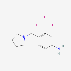 molecular formula C12H15F3N2 B2864131 4-[(Pyrrolidin-1-yl)methyl]-3-(trifluoromethyl)aniline CAS No. 882408-16-4