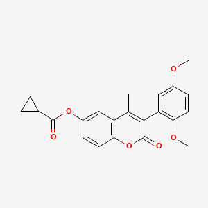 molecular formula C22H20O6 B2864132 3-(2,5-dimethoxyphenyl)-4-methyl-2-oxo-2H-chromen-6-yl cyclopropanecarboxylate CAS No. 859671-50-4