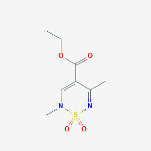 molecular formula C8H12N2O4S B2864133 Ethyl 2,5-dimethyl-1,1-dioxo-1,2-dihydro-1lambda~6~,2,6-thiadiazine-4-carboxylate CAS No. 1340873-71-3