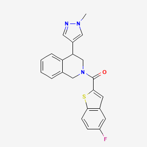 molecular formula C22H18FN3OS B2864134 (5-fluorobenzo[b]thiophen-2-yl)(4-(1-methyl-1H-pyrazol-4-yl)-3,4-dihydroisoquinolin-2(1H)-yl)methanone CAS No. 2177449-96-4