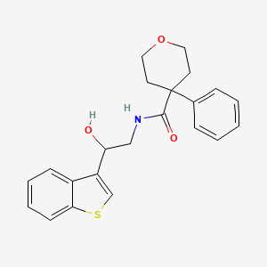 molecular formula C22H23NO3S B2864141 N-[2-(1-benzothiophen-3-yl)-2-hydroxyethyl]-4-phenyloxane-4-carboxamide CAS No. 2097916-66-8