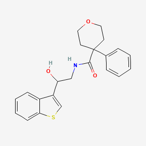 molecular formula C22H23NO3S B2864141 N-(2-(benzo[b]thiophen-3-yl)-2-hydroxyethyl)-4-phenyltetrahydro-2H-pyran-4-carboxamide CAS No. 2097916-66-8