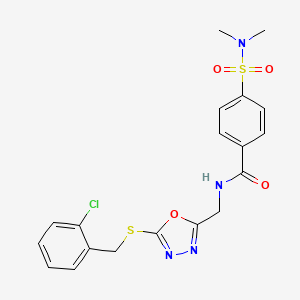 molecular formula C19H19ClN4O4S2 B2864143 N-((5-((2-chlorobenzyl)thio)-1,3,4-oxadiazol-2-yl)methyl)-4-(N,N-dimethylsulfamoyl)benzamide CAS No. 941899-29-2